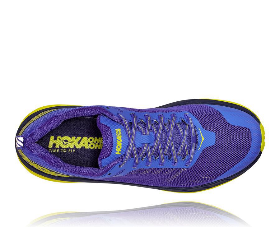 Hoka One One Mens Trail Shoes - Challenger ATR 5 - Blue/Green - BAMP60971